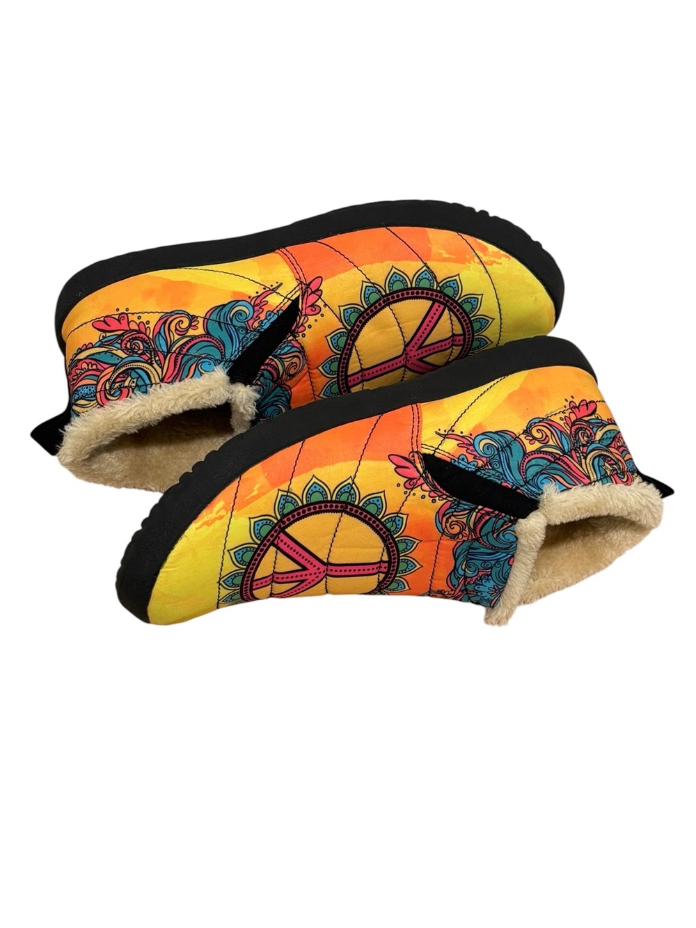 YES WE VIBE Yellow & Orange PEACE SIGN SHOES UNISEX Men’s Size 10.5 - Picture 7 of 8